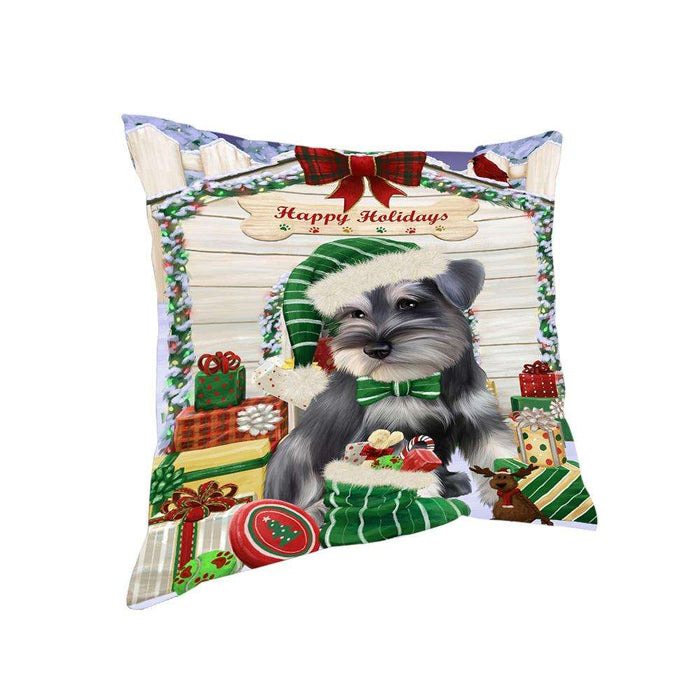 Happy Holidays Christmas Saint Bernard Dog House with Presents Pillow PIL62304