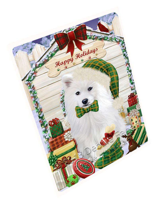 Happy Holidays Christmas Samoyed Dog House With Presents Cutting Board C60669