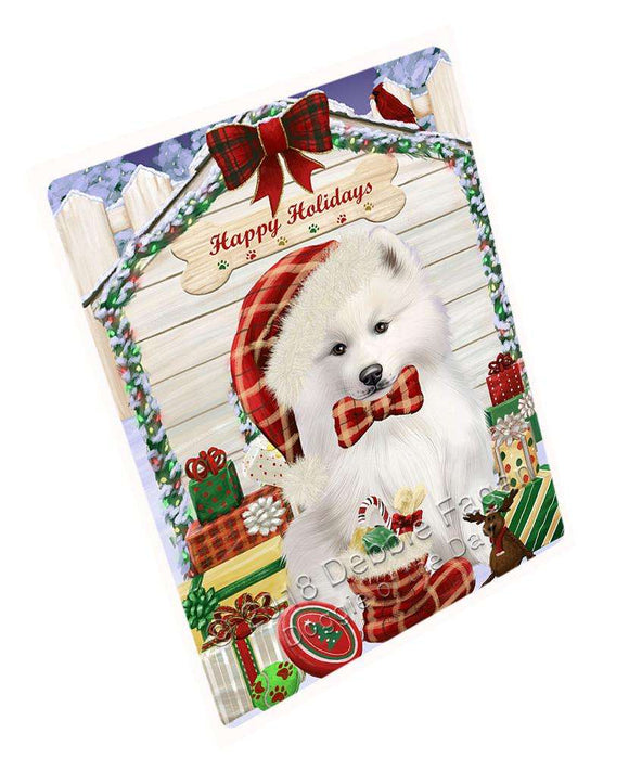 Happy Holidays Christmas Samoyed Dog House With Presents Large Refrigerator / Dishwasher Magnet RMAG73350