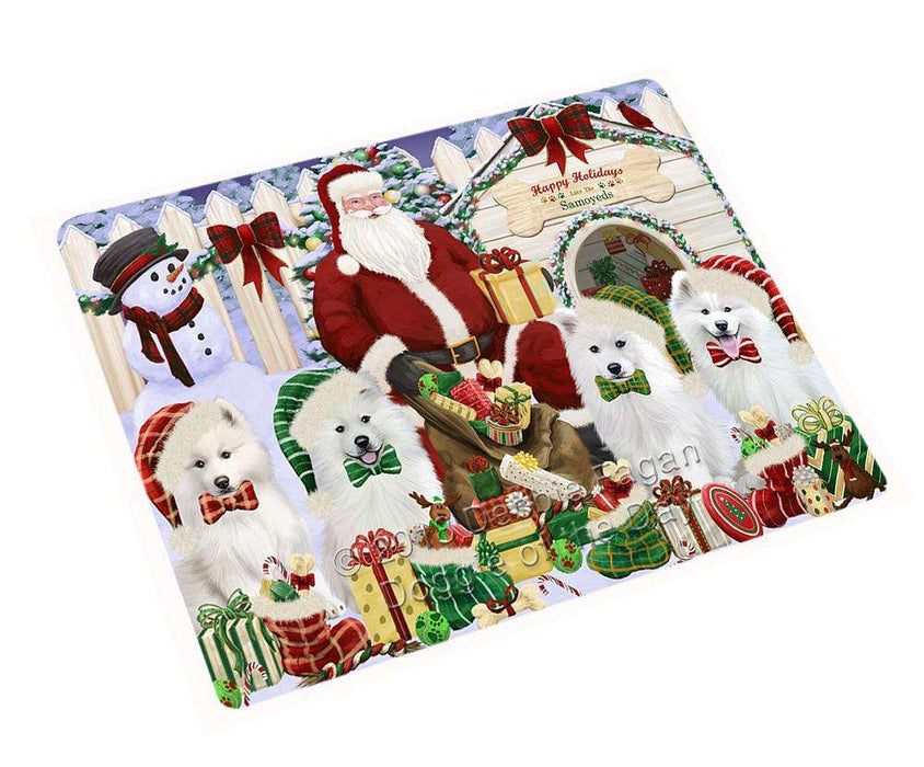 Happy Holidays Christmas Samoyeds Dog House Gathering Large Refrigerator / Dishwasher Magnet RMAG73068