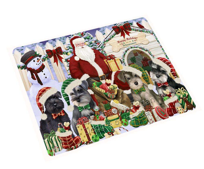 Happy Holidays Christmas Schnauzers Dog House Gathering Cutting Board C58635