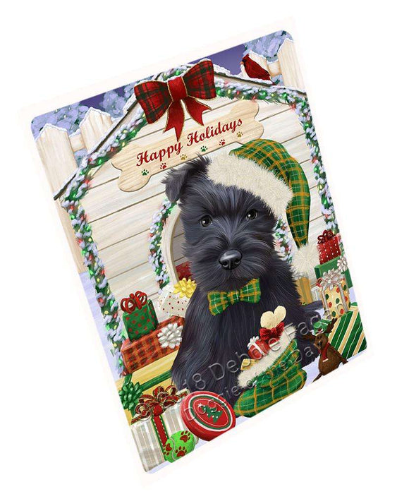 Happy Holidays Christmas Scottish Terrier Dog House with Presents Large Refrigerator / Dishwasher Magnet RMAG69450