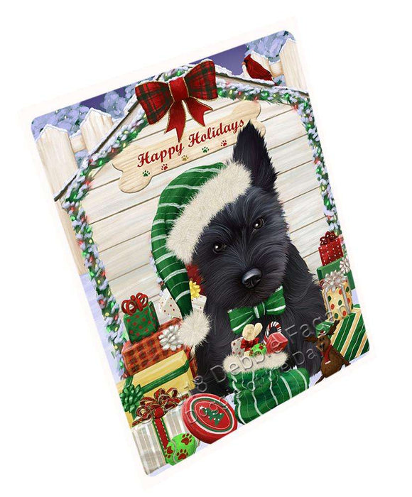 Happy Holidays Christmas Scottish Terrier Dog House with Presents Large Refrigerator / Dishwasher Magnet RMAG69456