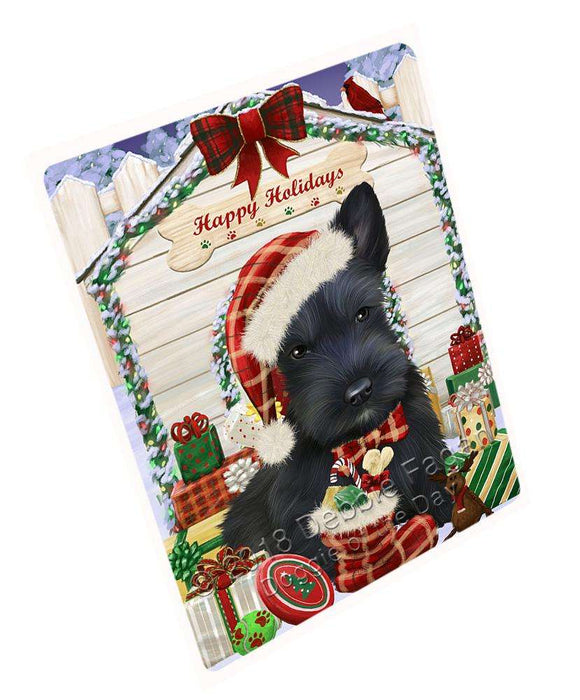 Happy Holidays Christmas Scottish Terrier Dog House with Presents Large Refrigerator / Dishwasher Magnet RMAG69462