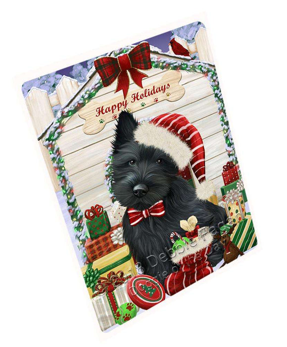 Happy Holidays Christmas Scottish Terrier Dog House with Presents Large Refrigerator / Dishwasher Magnet RMAG69468