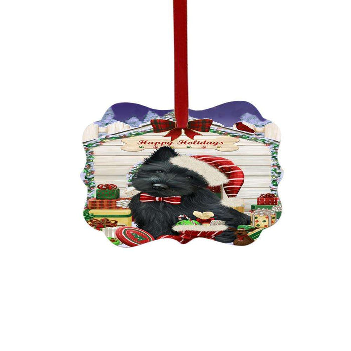 Happy Holidays Christmas Scottish Terrier House With Presents Double-Sided Photo Benelux Christmas Ornament LOR49953