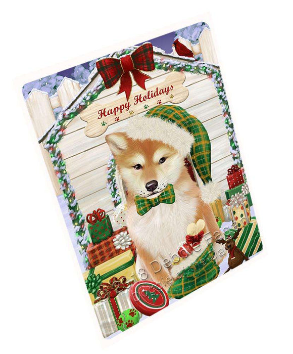 Happy Holidays Christmas Shiba Inu Dog House with Presents Cutting Board C58761