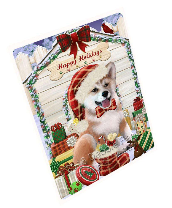 Happy Holidays Christmas Shiba Inu Dog House with Presents Cutting Board C58767