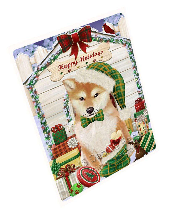 Happy Holidays Christmas Shiba Inu Dog House With Presents Magnet Mini (3.5" x 2") MAG58761