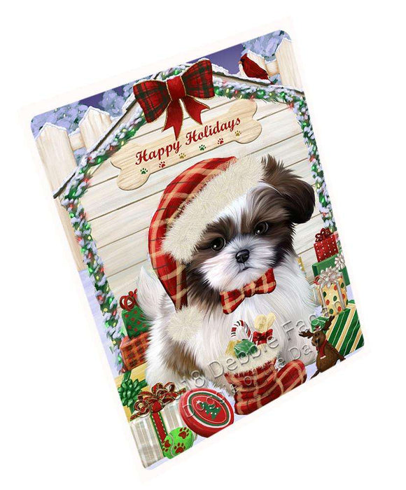 Happy Holidays Christmas Shih Tzu Dog House with Presents Cutting Board C58779