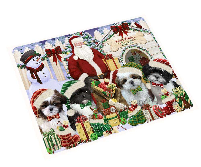 Happy Holidays Christmas Shih Tzus Dog House Gathering Cutting Board C58650
