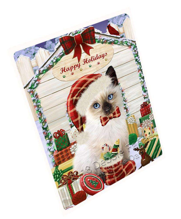 Happy Holidays Christmas Siamese Cat With Presents Cutting Board C62145