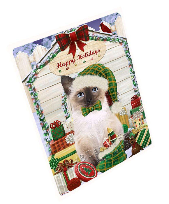 Happy Holidays Christmas Siamese Cat With Presents Large Refrigerator / Dishwasher Magnet RMAG76278