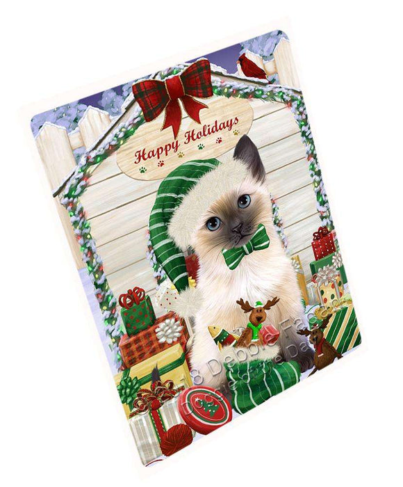 Happy Holidays Christmas Siamese Cat With Presents Magnet Mini (3.5" x 2") MAG62142