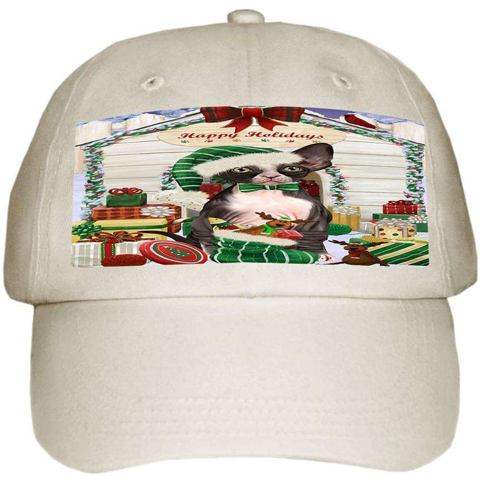 Happy Holidays Christmas Sphynx Cat With Presents Ball Hat Cap HAT61794