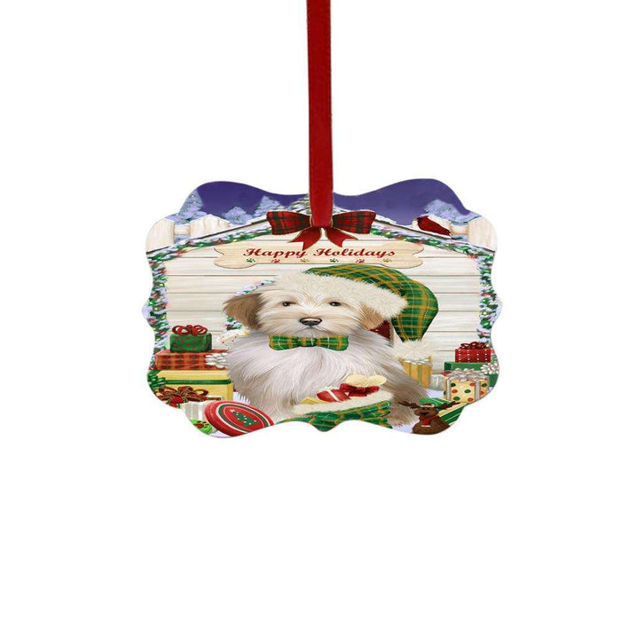 Happy Holidays Christmas Tibetan Terrier House With Presents Double-Sided Photo Benelux Christmas Ornament LOR49978