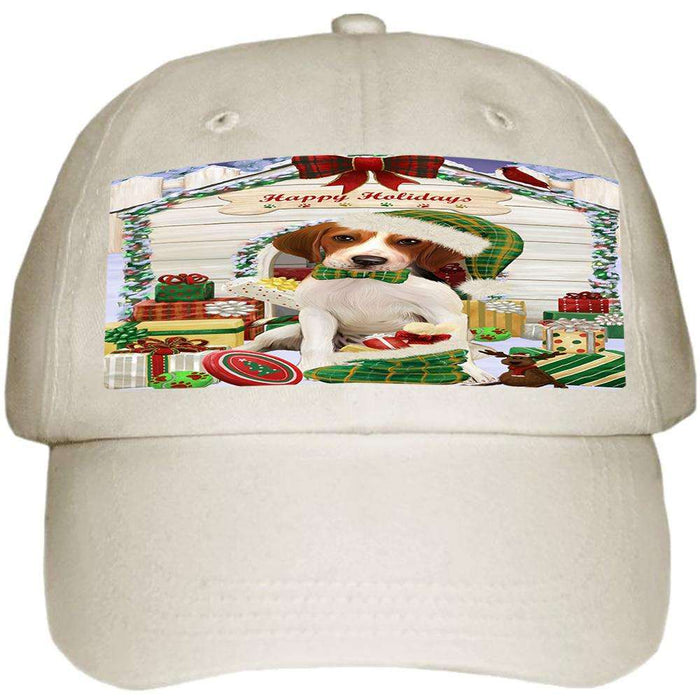 Happy Holidays Christmas Treeing Walker Coonhound Dog House with Presents Ball Hat Cap HAT58293
