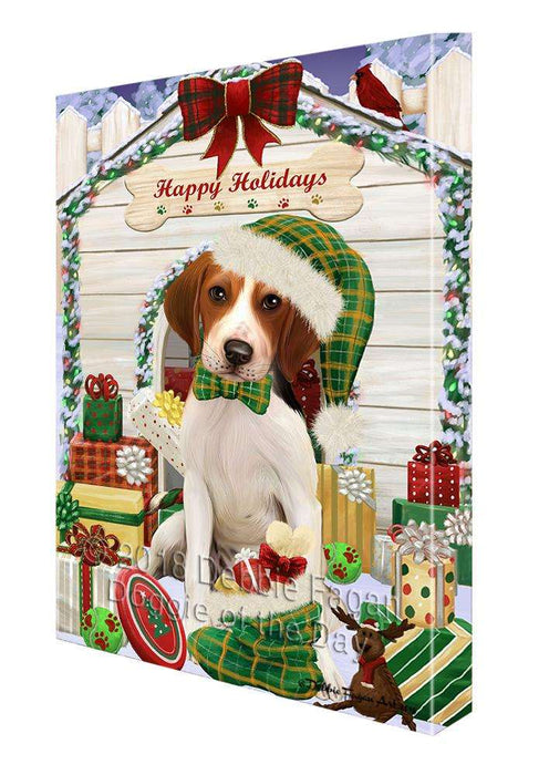Happy Holidays Christmas Treeing Walker Coonhound Dog House with Presents Canvas Print Wall Art Décor CVS80945