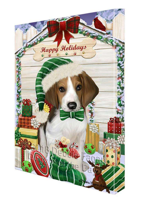 Happy Holidays Christmas Treeing Walker Coonhound Dog House with Presents Canvas Print Wall Art Décor CVS80954