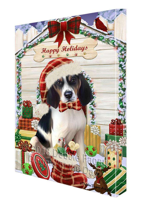 Happy Holidays Christmas Treeing Walker Coonhound Dog House with Presents Canvas Print Wall Art Décor CVS80963
