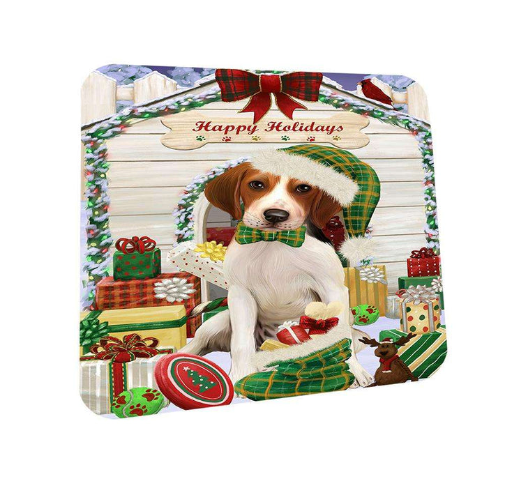 Happy Holidays Christmas Treeing Walker Coonhound Dog House With Presents Coasters Set of 4 CST51479