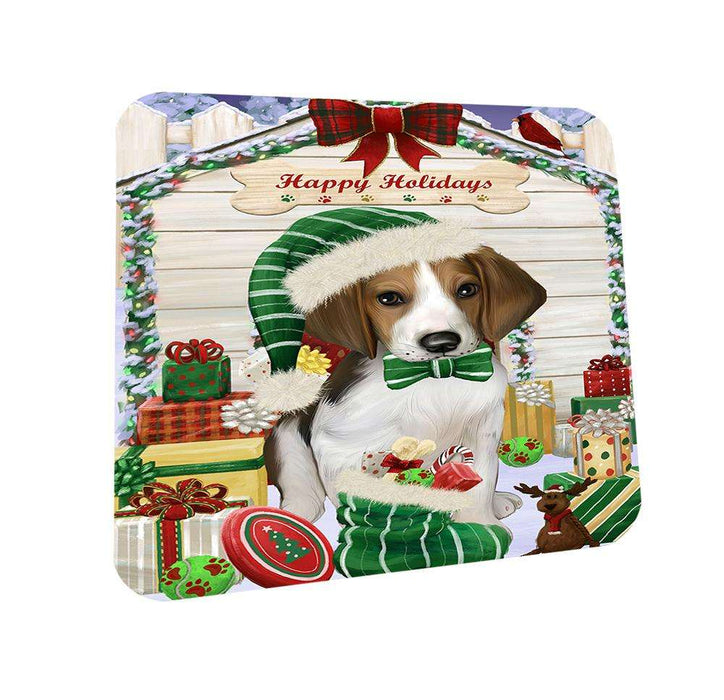 Happy Holidays Christmas Treeing Walker Coonhound Dog House With Presents Coasters Set of 4 CST51480