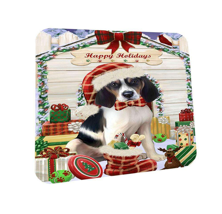 Happy Holidays Christmas Treeing Walker Coonhound Dog House With Presents Coasters Set of 4 CST51481