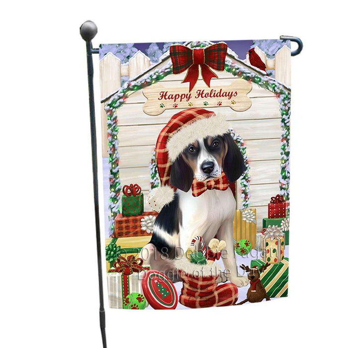 Happy Holidays Christmas Treeing Walker Coonhound Dog House With Presents Garden Flag GFLG51519