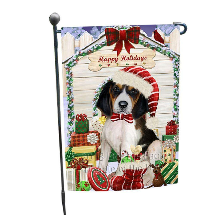 Happy Holidays Christmas Treeing Walker Coonhound Dog House With Presents Garden Flag GFLG51520