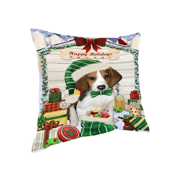 Happy Holidays Christmas Treeing Walker Coonhound Dog House with Presents Pillow PIL62448