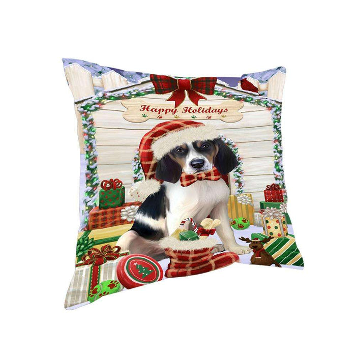 Happy Holidays Christmas Treeing Walker Coonhound Dog House with Presents Pillow PIL62452