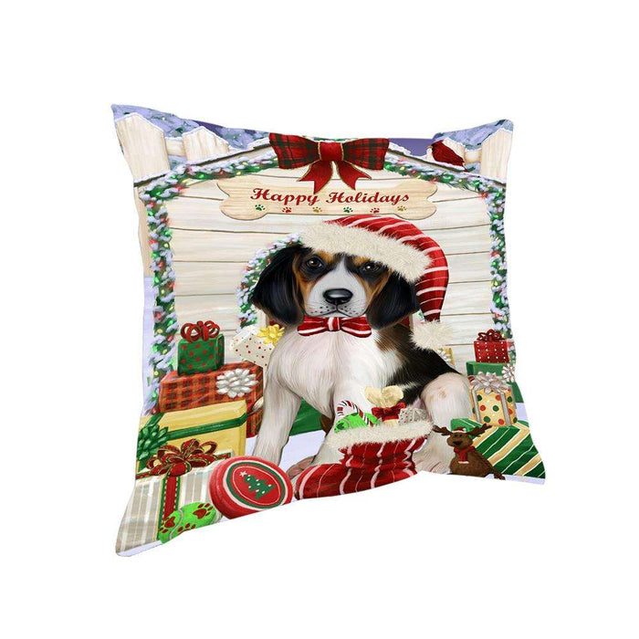 Happy Holidays Christmas Treeing Walker Coonhound Dog House with Presents Pillow PIL62456