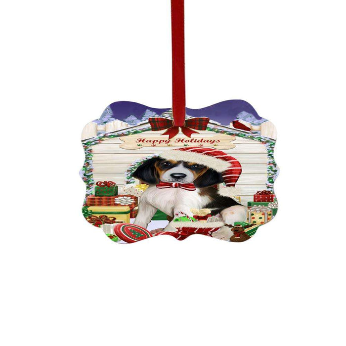 Happy Holidays Christmas Treeing Walker Coonhound House With Presents Double-Sided Photo Benelux Christmas Ornament LOR49985