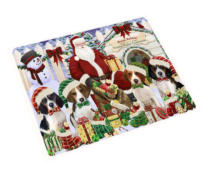 Happy Holidays Christmas Treeing Walker Coonhounds Dog House Gathering Large Refrigerator / Dishwasher Magnet RMAG69318