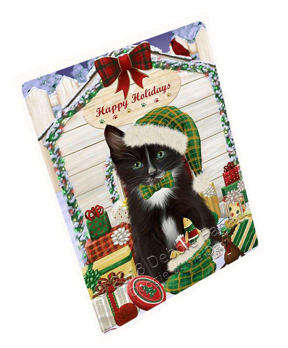 Happy Holidays Christmas Tuxedo Cat With Presents Blanket BLNKT90498