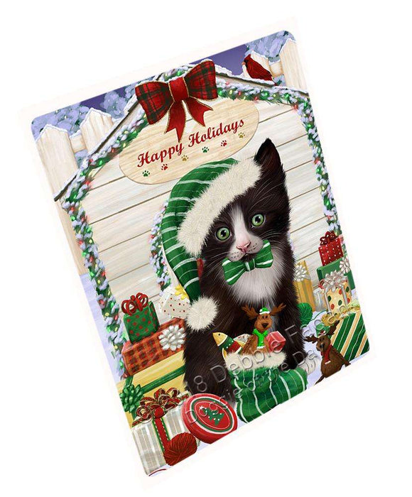 Happy Holidays Christmas Tuxedo Cat With Presents Blanket BLNKT90507