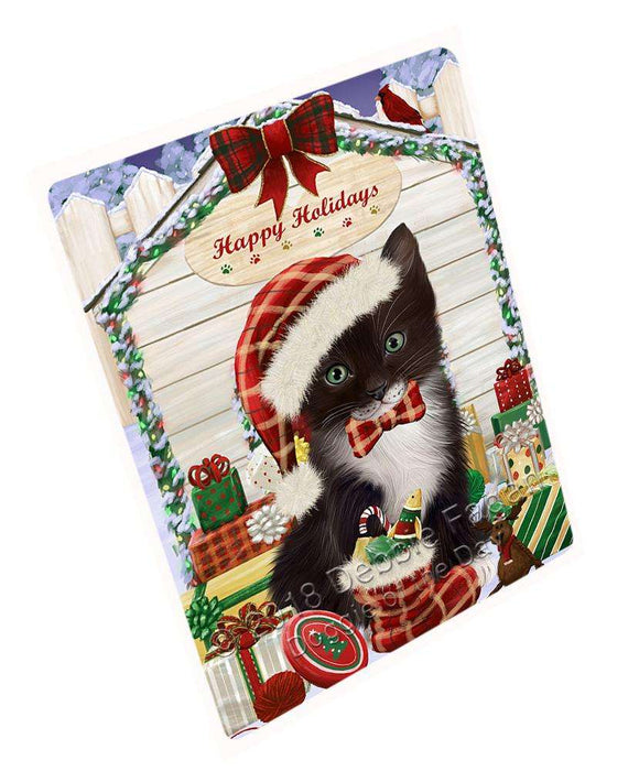 Happy Holidays Christmas Tuxedo Cat With Presents Blanket BLNKT90516