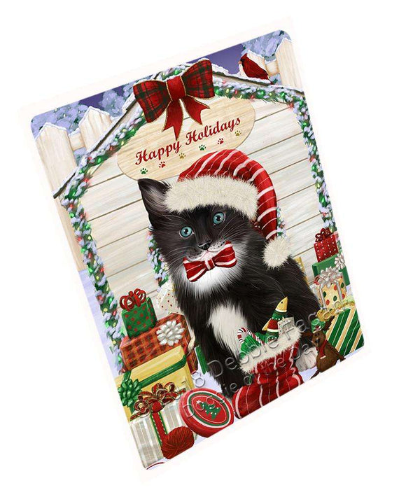 Happy Holidays Christmas Tuxedo Cat With Presents Blanket BLNKT90525