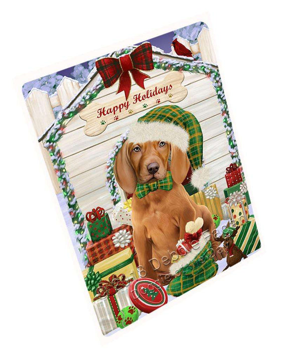 Happy Holidays Christmas Vizsla Dog House with Presents Large Refrigerator / Dishwasher Magnet RMAG69642