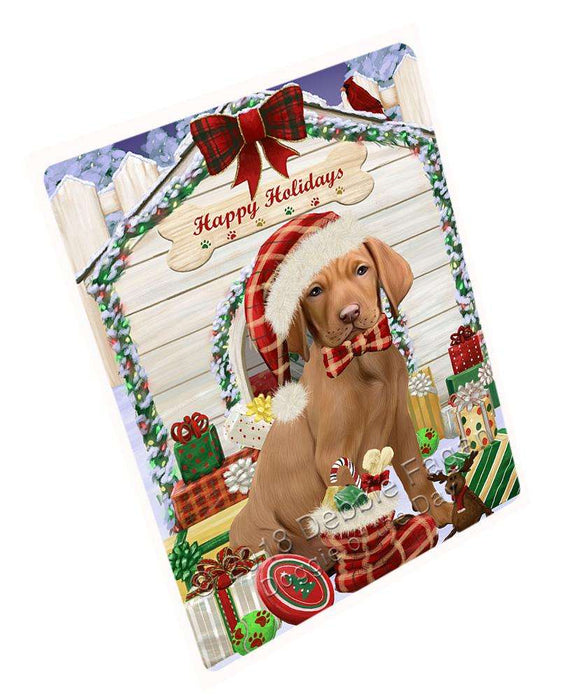 Happy Holidays Christmas Vizsla Dog House with Presents Large Refrigerator / Dishwasher Magnet RMAG69654