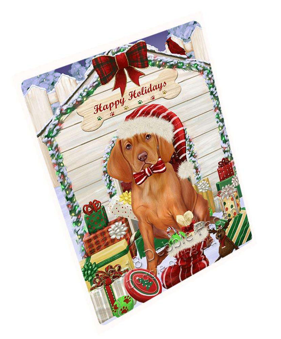 Happy Holidays Christmas Vizsla Dog House with Presents Large Refrigerator / Dishwasher Magnet RMAG69660