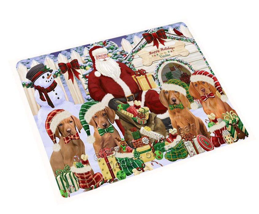 Happy Holidays Christmas Vizslas Dog House Gathering Cutting Board C58662