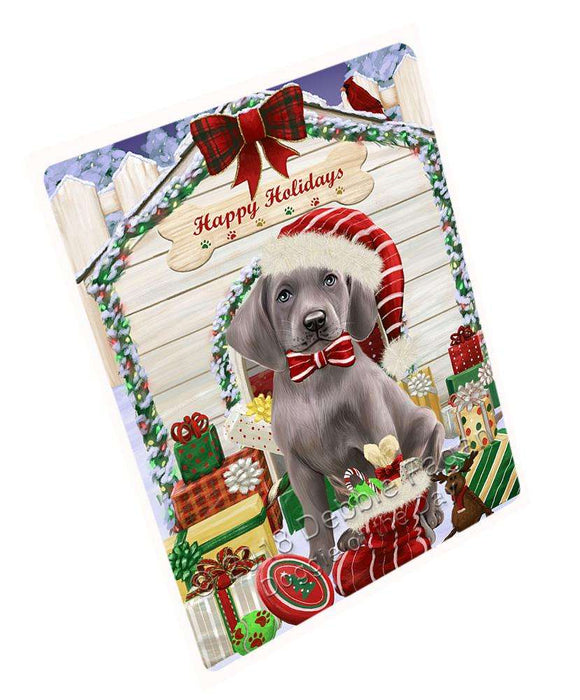 Happy Holidays Christmas Weimaraner Dog House with Presents Cutting Board C58842