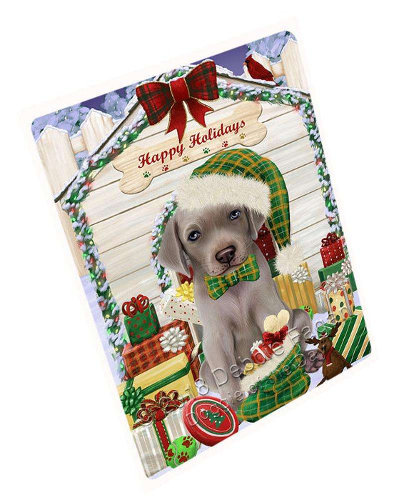 Happy Holidays Christmas Weimaraner Dog House with Presents Large Refrigerator / Dishwasher Magnet RMAG69666