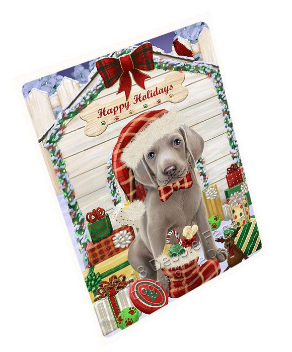 Happy Holidays Christmas Weimaraner Dog House with Presents Large Refrigerator / Dishwasher Magnet RMAG69678