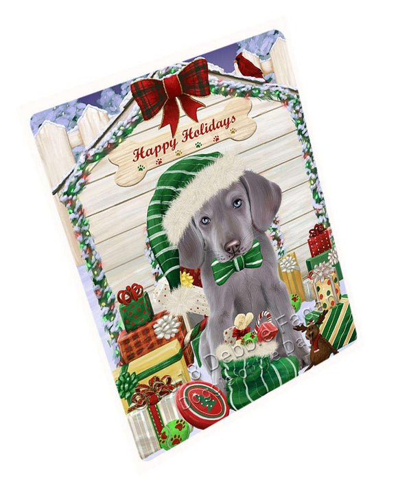 Happy Holidays Christmas Weimaraner Dog House With Presents Magnet Mini (3.5" x 2") MAG58836