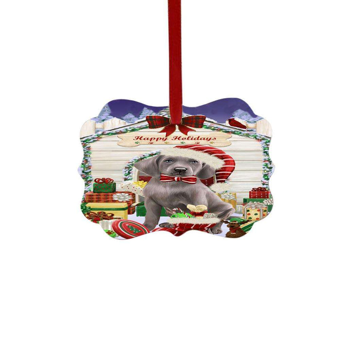 Happy Holidays Christmas Weimaraner House With Presents Double-Sided Photo Benelux Christmas Ornament LOR49993