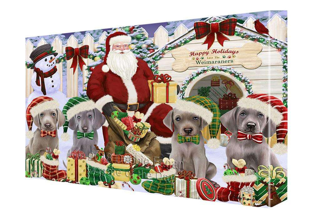 Happy Holidays Christmas Weimaraners Dog House Gathering Canvas Print Wall Art Décor CVS80513