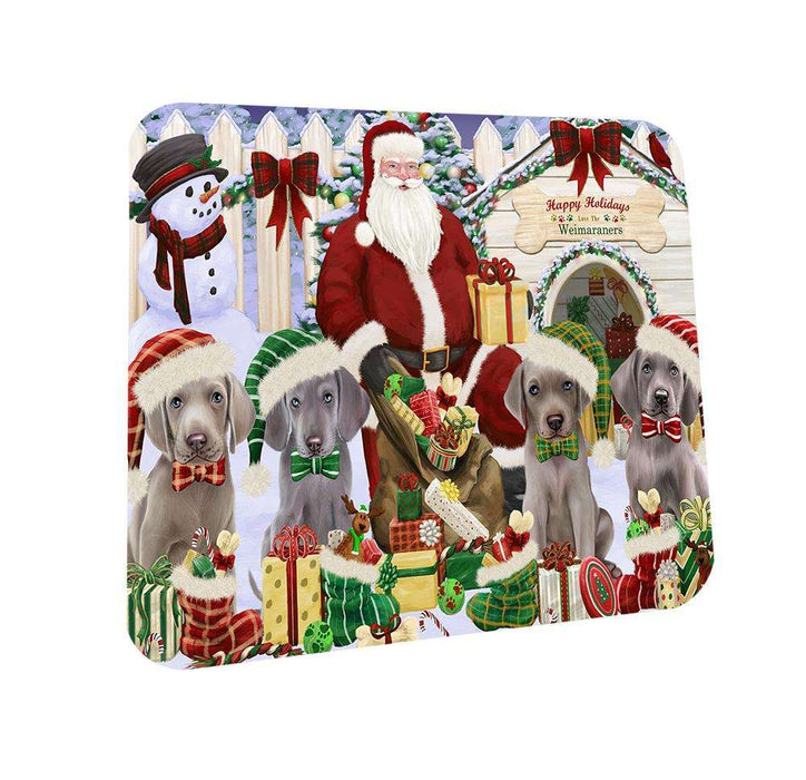 Happy Holidays Christmas Weimaraners Dog House Gathering Coasters Set of 4 CST51431