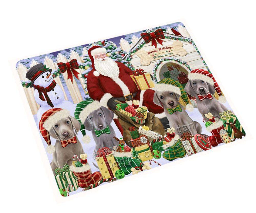 Happy Holidays Christmas Weimaraners Dog House Gathering Large Refrigerator / Dishwasher Magnet RMAG69330